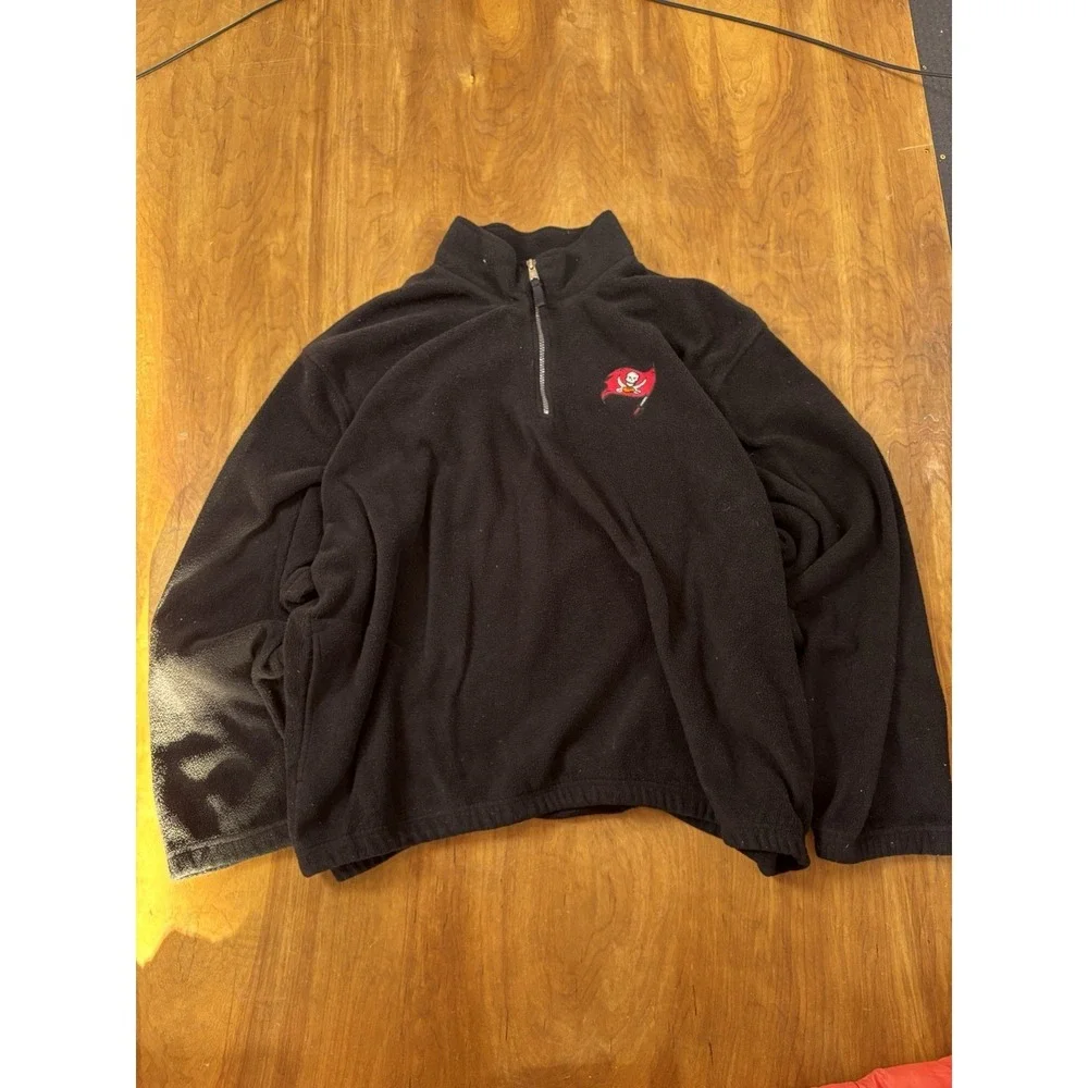 Tampa Bay Buccaneers Antigua Fleece Pullover Black 1/4 Zip NFL Jacket Men's 2XL‎